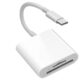 [Certificação Apple MFi] Leitor de cartão USB-C para SD, adaptador de cartão SD USB tipo C com compartimentos duplos de memória SD MicroSD para iPhone 15 16 17/iPad/MacBook/Mac, visualizador de câmera