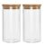 Conjunto 3 Potes Herméticos Com 1000ml De Vidro Redondo Tampa De Bambu Mantimento Tempero Alimento (Kit 2 Unidades)