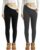 Coume 2 peças leggings femininas forradas de lã macias de cintura alta para exercícios térmicos para ioga femininas quentes de inverno, Preto, cinza escuro, P