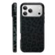 Fiyart Capa magnética para iPhone 17 Pro [compatível com MagSafe], linda moda preta estampa de leopardo capa protetora fosca para mulheres e meninas – preta