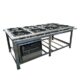 Fogão Industrial de Centro 8 Bocas 4 Duplas Cefaz Linha Gold Baixa Pressão Inox com Forno 100 Litros Tampa de Vidro C-I430-CFZG-167+I430-FRG-22