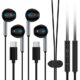 Fones de ouvido USB C com fio para iPhone 16e/16 Pro Max/16 Pro/16 Plus/16/15, Android Type C Hi-Fi, fones de ouvido estéreo com microfone e controle de volume para Samsung Galaxy S25 Edge/S24 FE