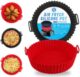 Forma de Silicone para Air Fryer, Assadeira Redonda Antiaderente, Vermelha e Preta, 16cm e 20cm, Ideal para Fritadeira Elétrica, Fácil de Lavar, Hipoalergênica