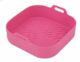 Forma Quadrada de Silicone para Air Fryer, Rosa, Antiaderente, Cesto Reutilizável com Design em Relevo, Acessório para Fritadeira Elétrica