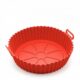 Forma Redonda Silicone com Alça para Air Fryer Fritadeira Assadeira 20x7cm Vermelha Antiaderente Resistente Reutilizavel