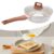 Frigideira antiaderente, frigideira de omelete de ovo com alça de cozimento de grão de madeira, frigideira durável para todos os fogões, panela de indução branca (tamanho: 28 cm)