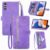 Furiet Capa carteira para Samsung Galaxy A17 5G/4G com cordão de pulso, estampa de flor, bolso com zíper, couro, suporte para cartão, acessórios, fólio, bolsa, capa de telefone para A 17 17A roxa