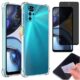 [GL CASES] Kit Capa Moto G22 Case Capinha Anti Impacto Reforçada Silicone Transparente Flexível Proteção De Câmera + Pelicula Motorola Moto G22 De Privacidade Vidro Anti Spy Espião