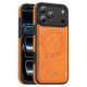 HAOMRIYL Capa de couro para iPhone 17 Pro Max/17 Pro/Air/17, capa magnética ultrafina, à prova de choque, proteção para câmera, capa de negócios, laranja, 17 Pro
