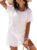 Herseas Saída de banho para mulheres, vestido de verão, saída de banho, manga curta, férias na praia, vestidos de verão, Branco, P