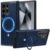 Hovisi Primeira capa mundial para Galaxy S24 Ultra com MagicStand, [suporte invisível] Capa protetora fina de couro PU e borracha à prova de choque com anel magnético para Samsung Galaxy S24 Ultra