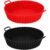 Kit 2 Formas Silicone Air Fryer Forno Microondas Antiaderente Reutilizável C/Alça (Preto e Vermelho)
