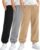 LessonZoo Pacote com 3 calças de moletom para meninos, calças esportivas casuais para treino, roupas infantis com bolso e cordão, Preto, cinza claro, cáqui, 13-14 Anos