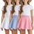LessonZoo Pacote com 3 saias de uniforme para meninas plissadas rodadas mini shorts casuais ativos com bolsos, Rosa, azul claro, branco, 7-8 Anos