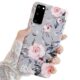 Ownest Capa compatível com Samsung Galaxy S20 FE 5G com flores roxas e folhas cinzas para meninas mulheres folhas com padrão de flores elegante e macia TPU protetora para Samsung Galaxy S20 FE-Flowers
