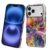 Punmada Capa para iPhone 17 Pro, capa rígida híbrida à prova de choque de silicone para iPhone 17 Pro, estampa colorida de dispersão de pistilo mármore