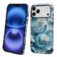 Punmada Capa para iPhone 17 Pro Max, capa híbrida rígida de silicone à prova de choque para iPhone 17 Pro Max, azul floco de neve, estampa de dragão de lótus