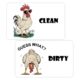 Sinais de ímã de lava-louças Rooster Clean Dirty, ímã de geladeira forte reversível dupla face para cozinha (Galo branco)