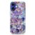 SobLn Capa para iPhone 17, capa com design vintage floral de vitral, elegante, brilhante, híbrida, 2 camadas, capa rígida à prova de choque, para meninas e mulheres, flores de lótus roxas