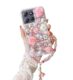 SupShop Capa para Moto G Power 5G 2025 Bling Luxuosa Linda Diamante Glitter Cristal Strass 3D Rose Flowers Pearl Capa de telefone feita à mão para mulheres meninas com alça de pulso, rosa