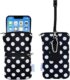 Tainada Bolsa masculina de neoprene para telefone com zíper à prova de choque com mosquetão, cordão para pescoço, coldre para cinto para iPhone 11 Pro Max, XR, Samsung Note 10 +, S20, Black White Polka Dots