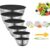 Thsinde Tigelas de mistura com tampas herméticas, conjunto de tigelas de aço inoxidável de 6 tamanhos com fundo antiderrapante colorido ótimo para misturar e servir (tamanho 7-1QT)