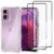 USTIYA Kit Capa Película Protetora de Tela Temperado para Motorola MOTO G24/G04/G04S/E14/G24 Power Case Acrílico + TPU Rígido Capinha, Protetora de Câmera Cover Anti-Amarelo Traseira Vidro