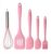 Utensílios De Cozinha Kit Com 5 em Silicone Colher Espátula Fu Espátula Pincel Artigos de Culinária utensilios para cozinha para Fogão, Panelas Antiaderentes e Air Fryer(Rosa)