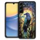 WANKBLC Compatível com Samsung Galaxy A15, proteção à prova de choque para homens mulheres antiderrapante para Samsung Galaxy A15 Crazy Pattern Vitral Window Artwork Blue Crow