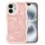 XIZYO Capa para iPhone 16 Plus, linda flor floral ondulada rosa estética, moldura ondulada encaracolada mulheres meninas fosco TPU bumper à prova de choque, rosa fosco