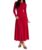 YOXUA Vestido maxi longo de manga comprida patchwork evasê outono inverno praia vestido longo, Vermelho, P